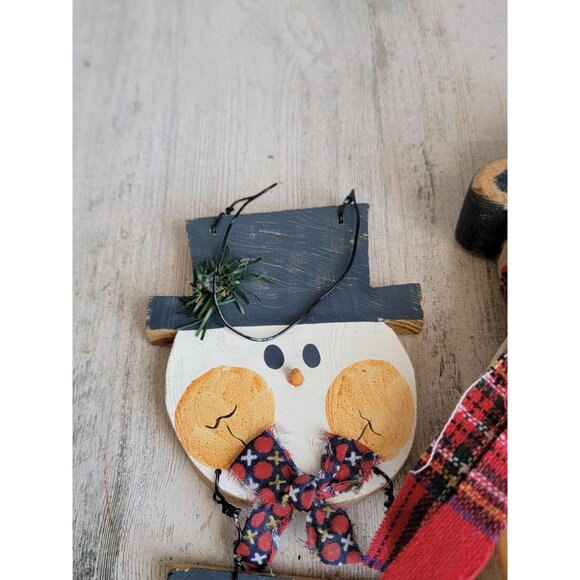 Vintage snowman broom sign figure unique rustic home decor set - Picture 3 of 7
